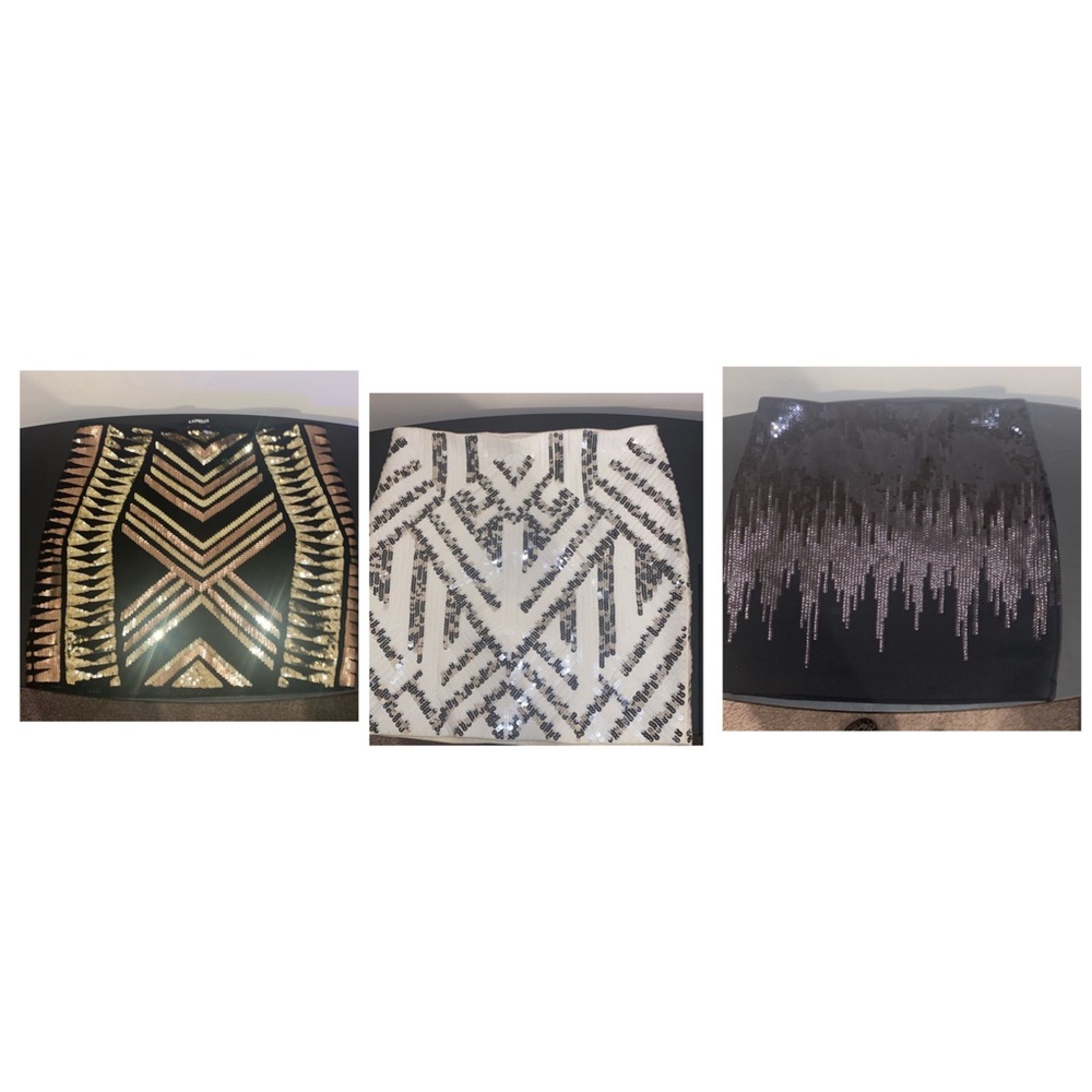 Express Sequin Mini Skirts  (set of 3)